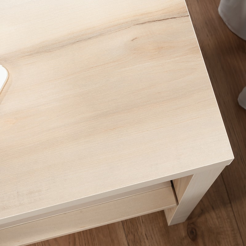 Wood Mid-Century Modern Nightstand with 1 Drawer and Open Shelf, Brown