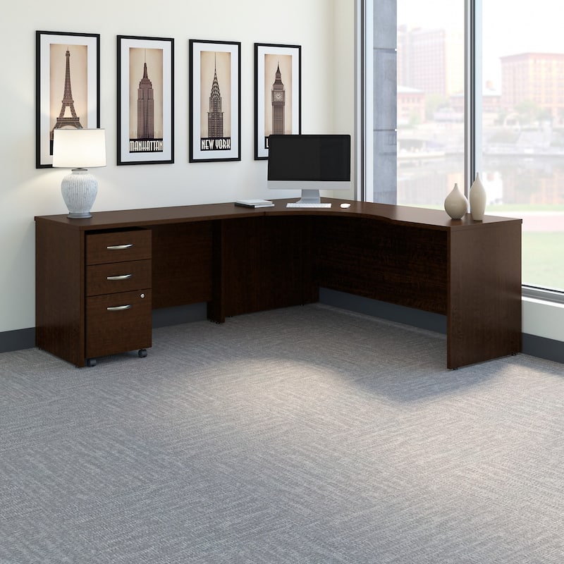 Series C 72W LH Corner Desk with Drawers by Bush Business Furniture - Mocha Cherry