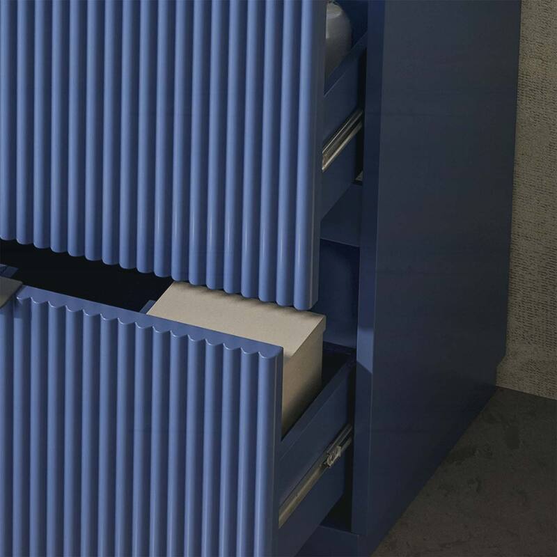 30 Inch Freestanding Bathroom Vanity with Ceramic Sink,Full-Extension Drawers,and Fluted Design