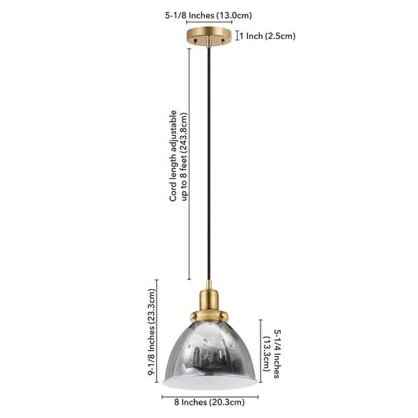 dimension image slide 9 of 12, Madison 8" Wide Pendant with Metal Shade