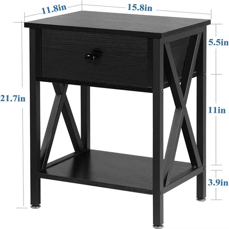 Nightstands Set of 2 Modern Bedside End Tables Dark Black