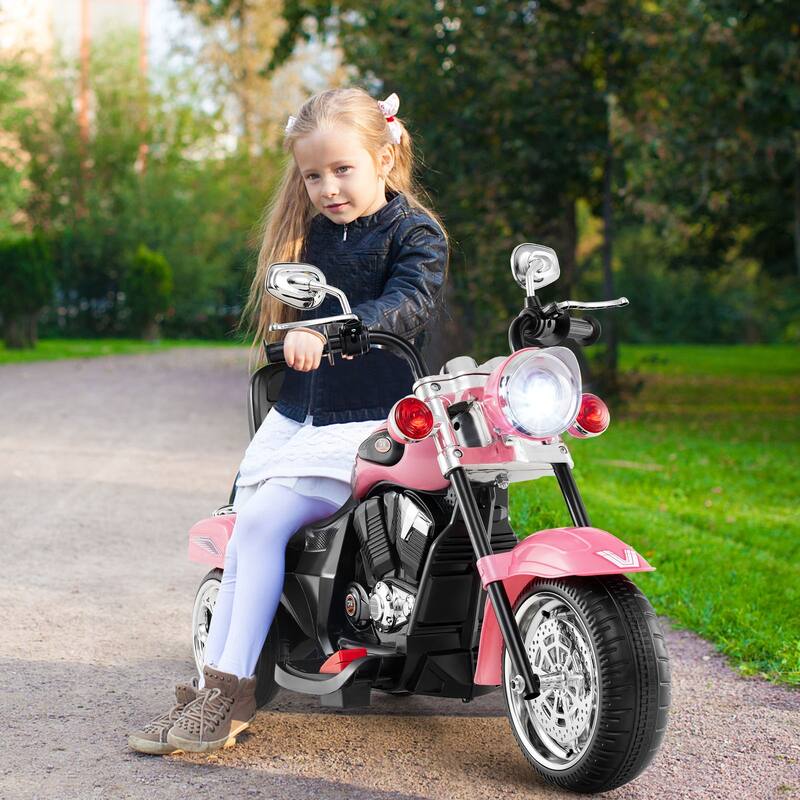Gymax 6V Electric Kids Motorcycle 3-Wheel Ride On Toy w/ Adjustable