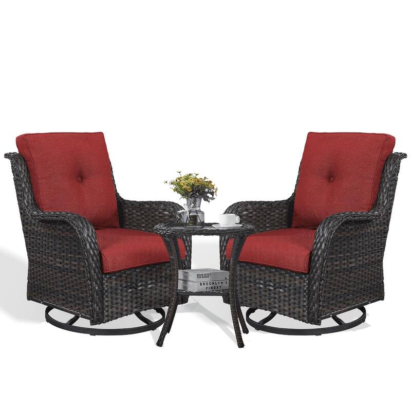 Gymojoy Wicker Swivel Glider Chair with Water-Resistant Olefin Cushions