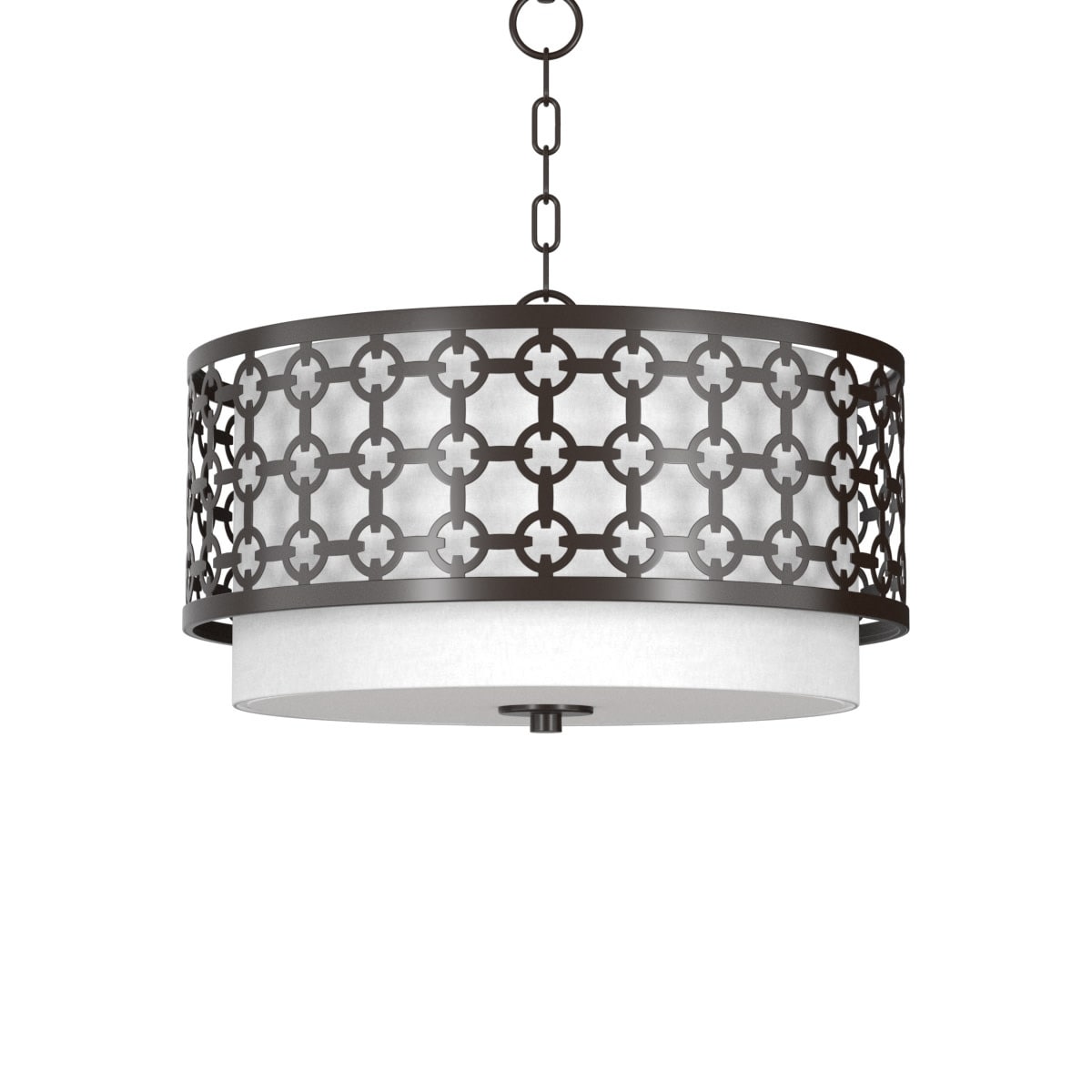 Park Harbor PHHL6033  19" Wide 3 Light Drum Style Chandelier with Patterned Metal Frame - Chandeliers For Bedrooms by Overstock.com
