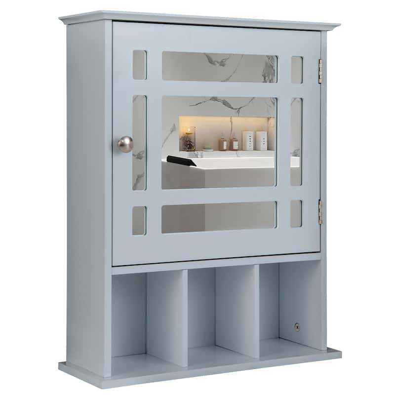 2 in 1Wall Mounted Bathroom Cabinet Storage Organizer with Mirror Door