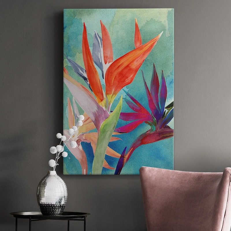 Vivid Birds of Paradise I Premium Gallery Wrapped Canvas - Ready to Hang