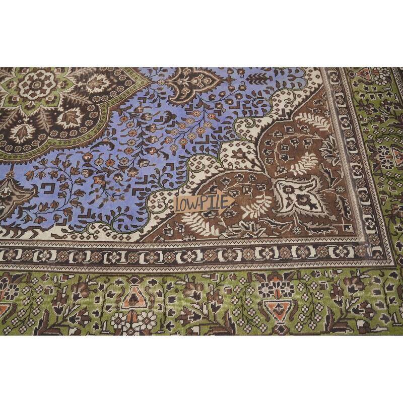 Hand Knotted Oriental 100% Wool Carpet Traditional Floral Purples Tabriz Area Rug - 11' 4'' X 8' 1''
