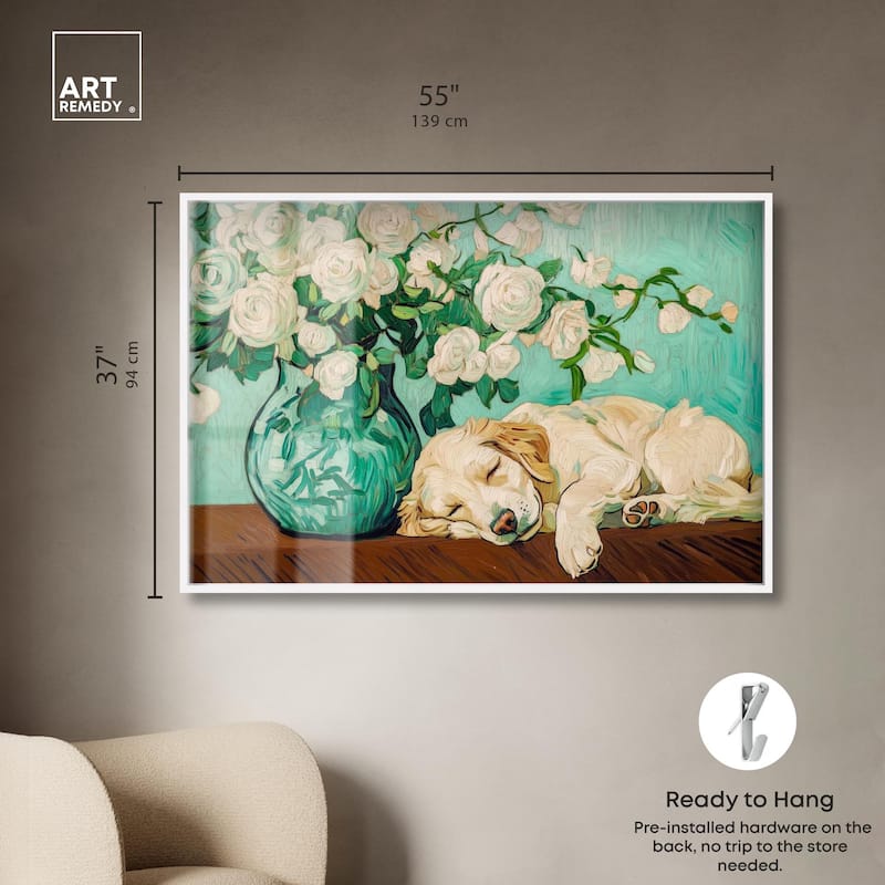Rose Vase Puppy Shadowbox by Art Remedy