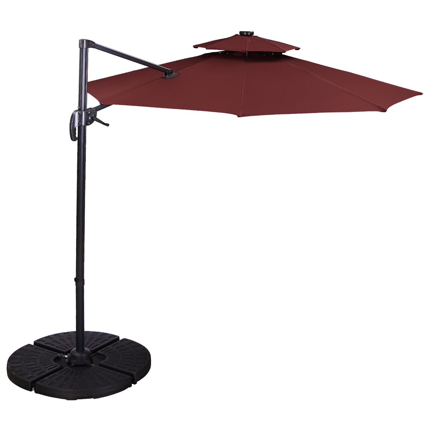 Shop Black Friday Deals On Ainfox 11ft 2 Tier Offset Hanging Patio Solar Powered Umbrella Base Not Included Overstock 31705137