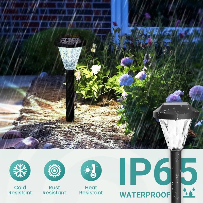 Solar Pathway Lights, Waterproof Outdoor Solar Lights for Garden and Landscape, Cold White