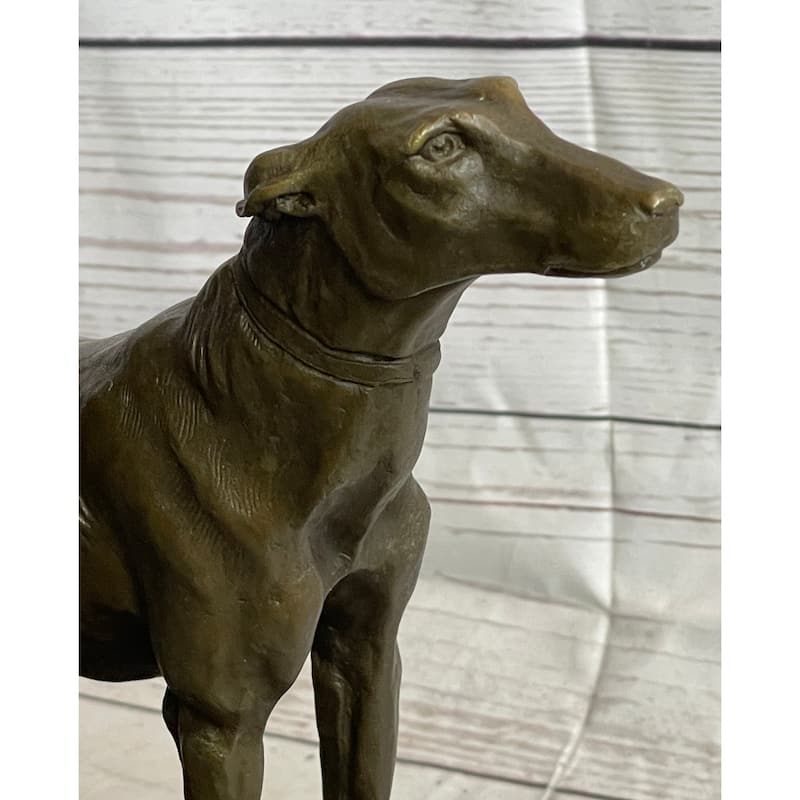 Pair Of Greyhounds - Two Slender Racing Dogs Handmade Bronze Sculpture By Fremiet