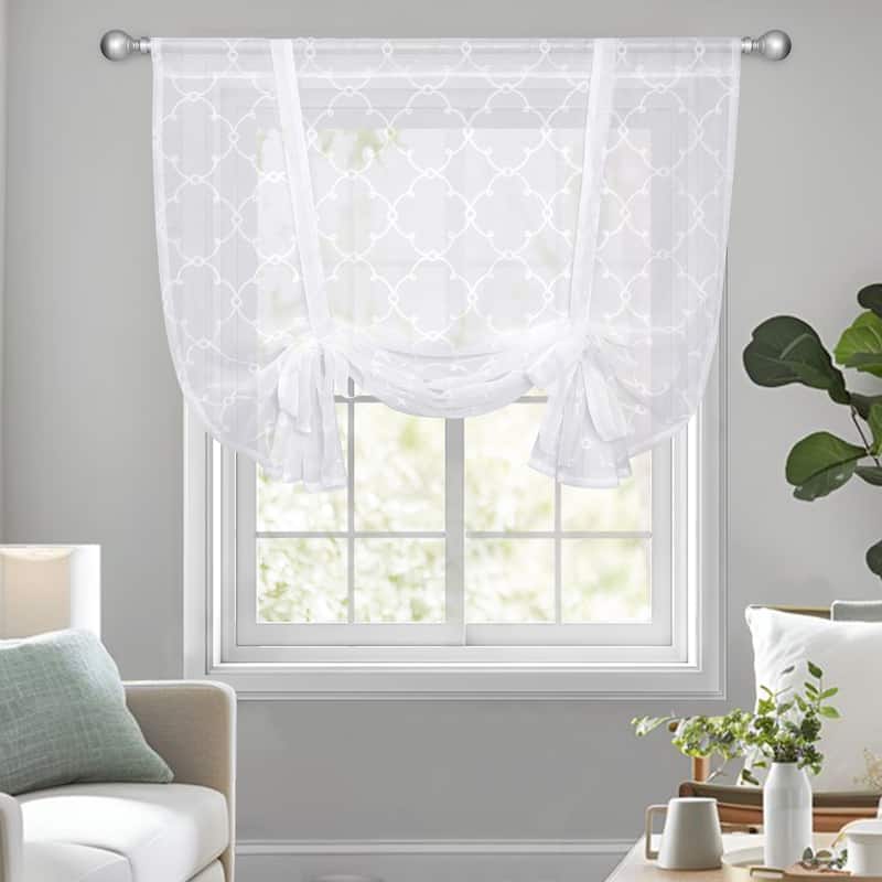 Deconovo Sheer Tie Up Curtains 1 Piece OEKO Tested - 42 x 63 Inch
