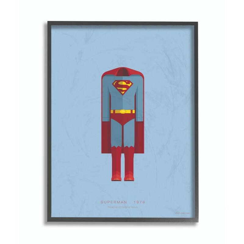 Stupell Superman Famous People Characters Fashion Design Black Framed Wall Art, Design By Artist Fred Birchal