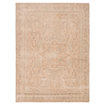 ECARPETGALLERY Hand-knotted Antalya Vintage Beige Wool Rug - 7'2 x 9'8