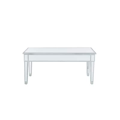 coffee table 40"W x 20"D x 18"H in antique silver paint