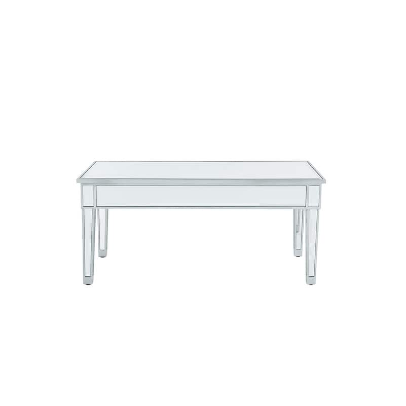 coffee table 40"W x 20"D x 18"H in antique silver paint