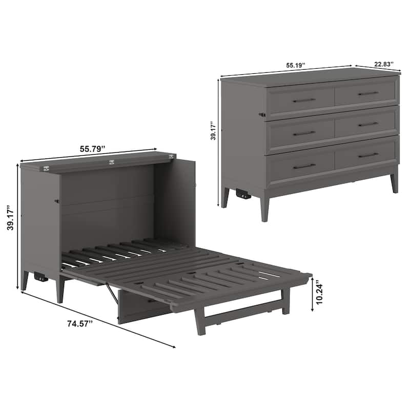 Santa Fe Murphy Bed Chest with Mattress and Built-in Charger