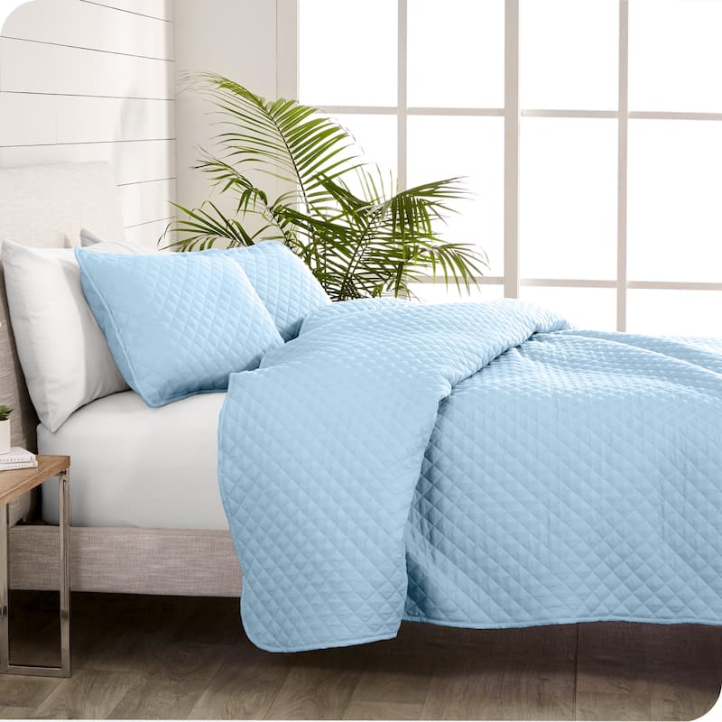 Bare Home Diamond Stitched Lightweight Microfiber Coverlet Set