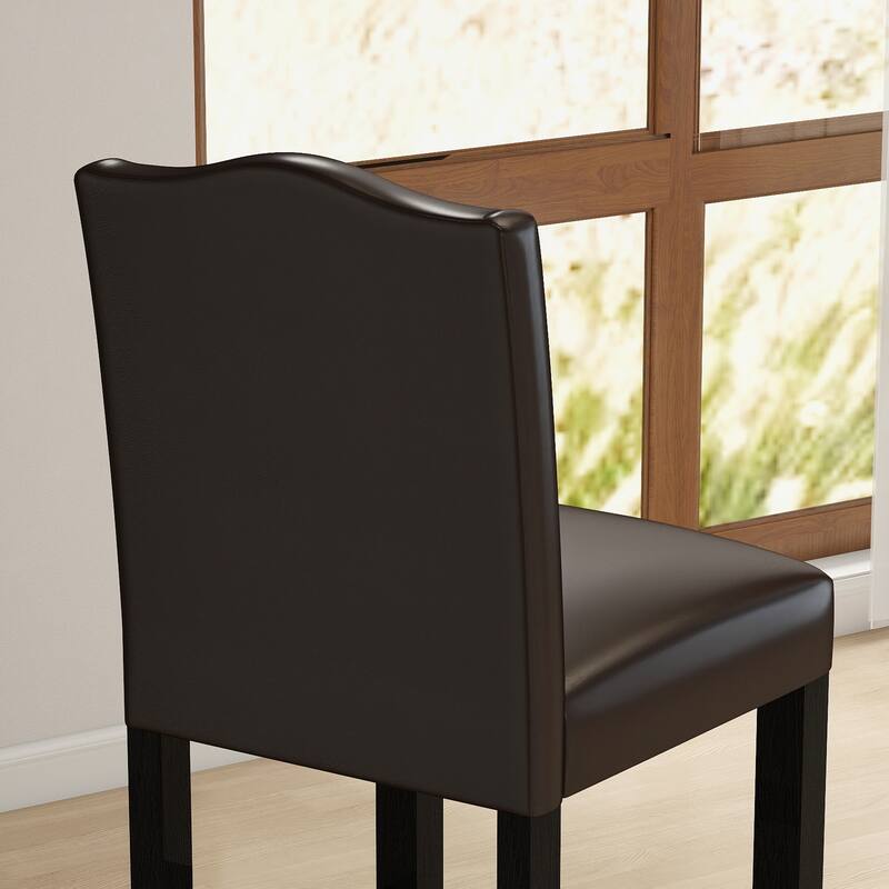 24 Inches Faux Leather Counter Height Bar Stools with Nailhead Trim