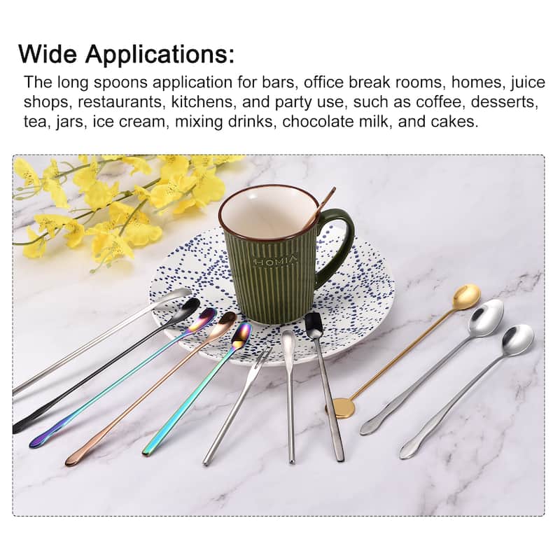 Stainless Steel Stirring Spoon, 3Pcs 10.24-Inch Long Handle Spoon