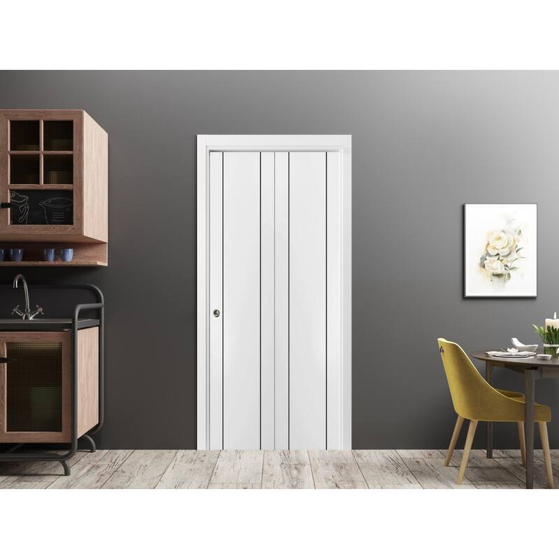 Bi-fold Doors 56 x 80 Planum 0016 White Silk with Sturdy Tracks