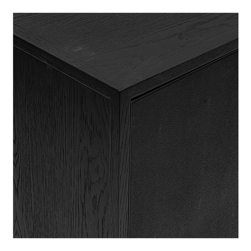 Title: NADAAL STUDIOS Alarno Sideboard, Black Shagreen Doors, Oak Frame & Gold Metal Detail