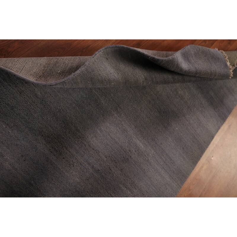 Modern Gray Gabbeh Oriental Foyer Rug Hand-Knotted Wool Carpet - 3'2" x 4'10"