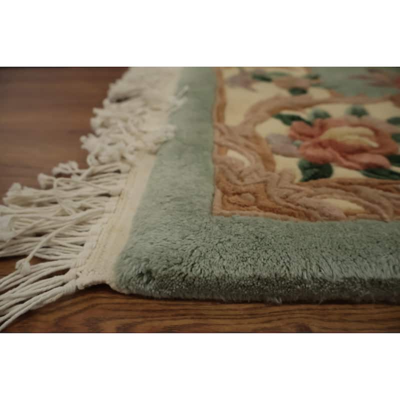 Hand Knotted Oriental 100% Wool Carpet Traditional Floral Green Art Deco Area Rug - 6' 1'' X 3' 11''