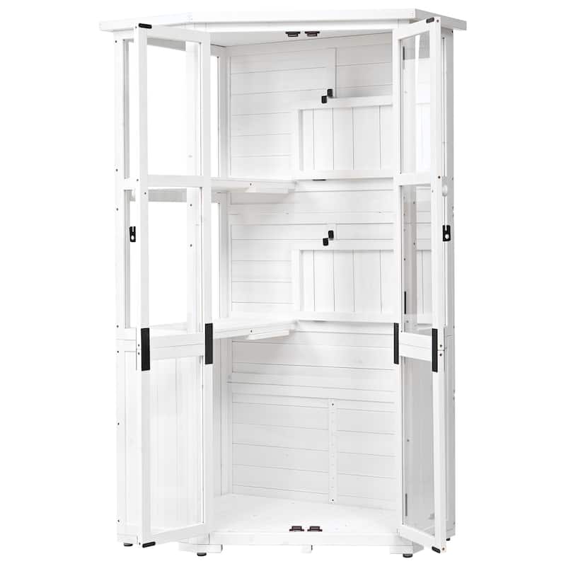 Garden Shed Storage Shed with Lockable Door and Adjustable Shelves, Weatherproof Asphalt Roof, Adjustable Foot Pads