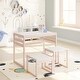preview thumbnail 3 of 18, Max & Finn Signy Kids Table and 2 Chairs Set with Adjustable Heights, Pink/White