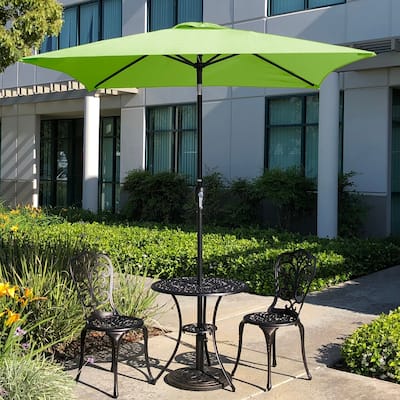 6.5' Square Green Classic Outdoor Table Market Umbrella with Tilt/Crank, 4 Ribs