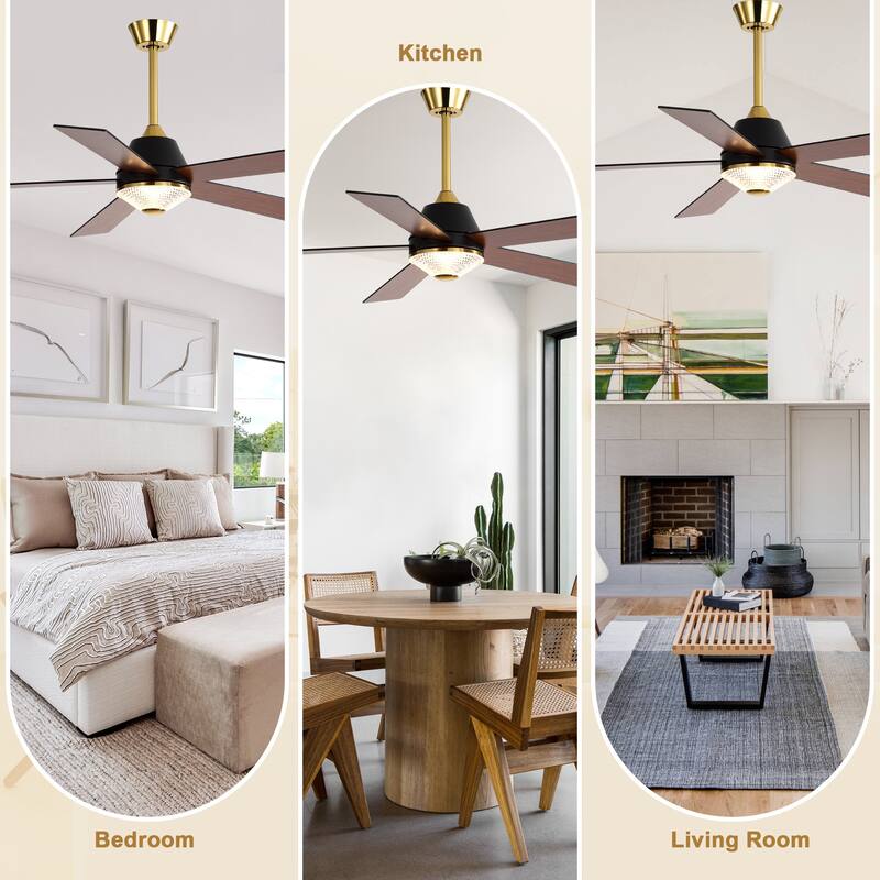 Bella Depot 52" Modern Ceiling Fan 6-Speed Reversible Fan with Remote Control