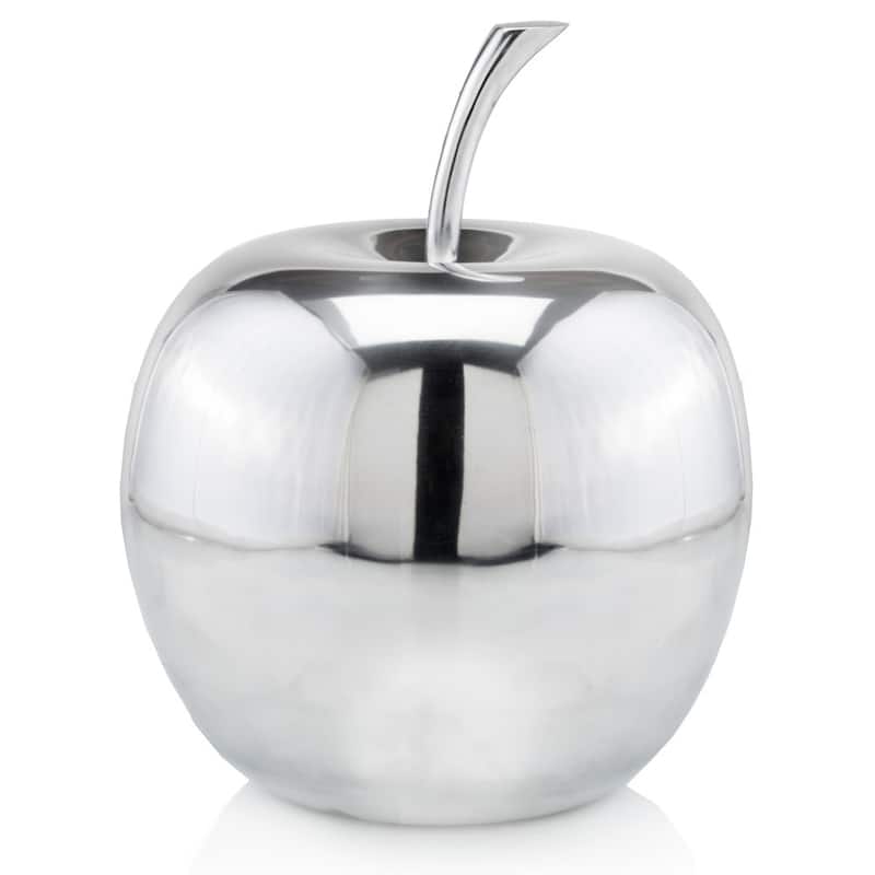 HomeRoots 13" Silver Buffed Aluminum Decorative Apple Tabletop Sculpture - 12' X '13' X '12