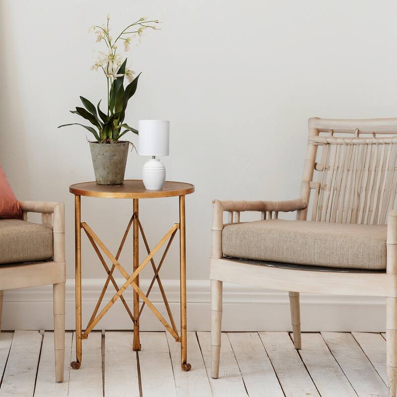 Mini Classic Jar Ceramic Table Lamp with Drum Shade - 19.5" - White