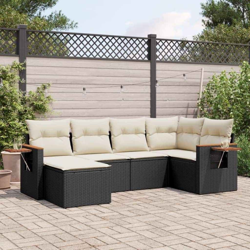 vidaXL Patio Sofa Set with Cushions Outdoor Conversation Furniture Poly Rattan