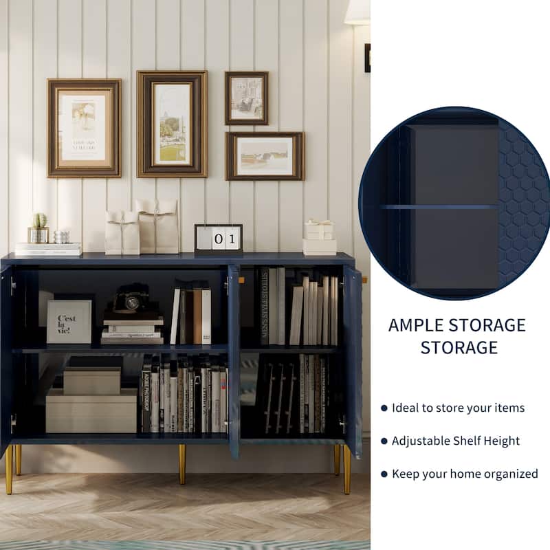 3 Door Glossy Storage Locker Accent Cabinet/Buffet