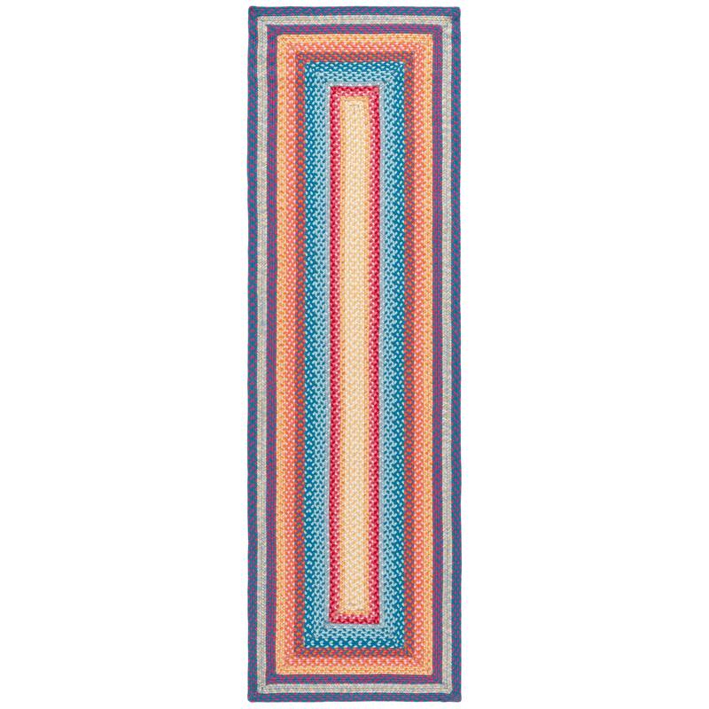 SAFAVIEH Handmade Braided Jo Machine Washable Country Casual Rug - 2'3" x 8' Runner - Red/Orange