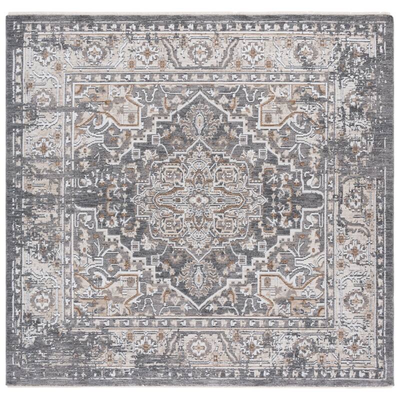 SAFAVIEH Finley Kamelia Vintage Distressed Rug - Dark Grey/Beige - 6'7" Square