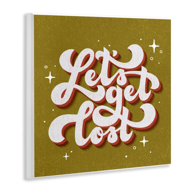 Stupell Let's Get Lost Retro Lettering Wall Plaque Art Design By Sarah Hickman