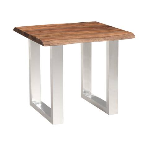 Somette Brownstone 2.0 End Table with Brown Top and Chrome Base