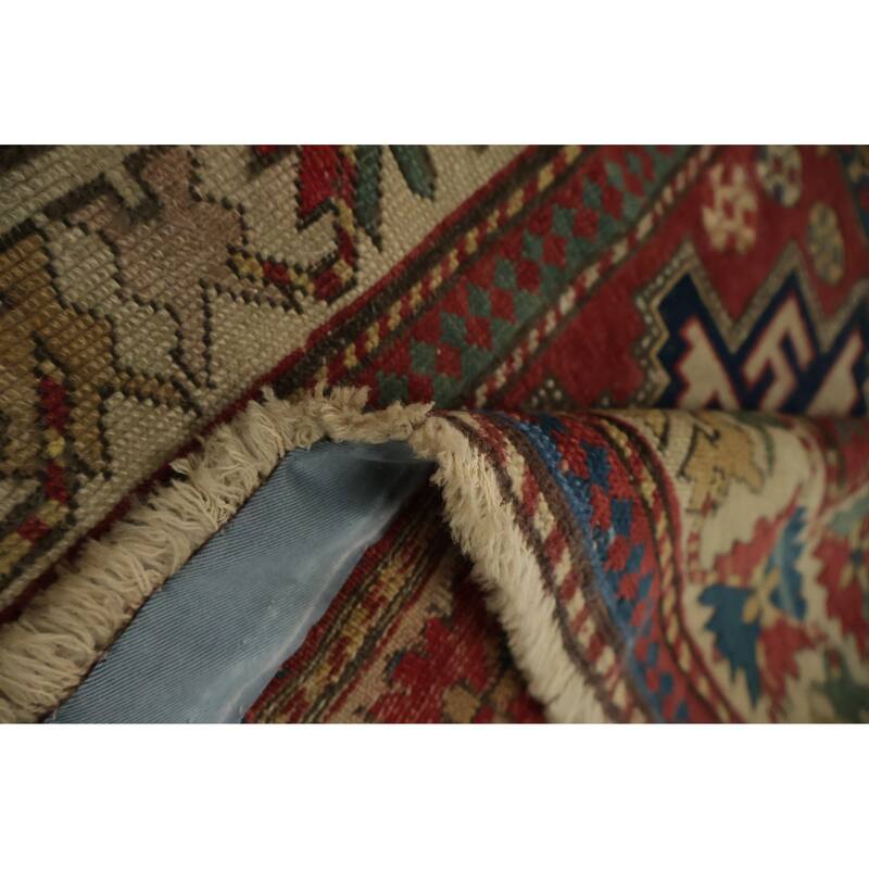 Hand Knotted Oriental 100% Wool Carpet Traditional Tribal Red Kazak Area Rug - 5' 6'' X 3' 3''