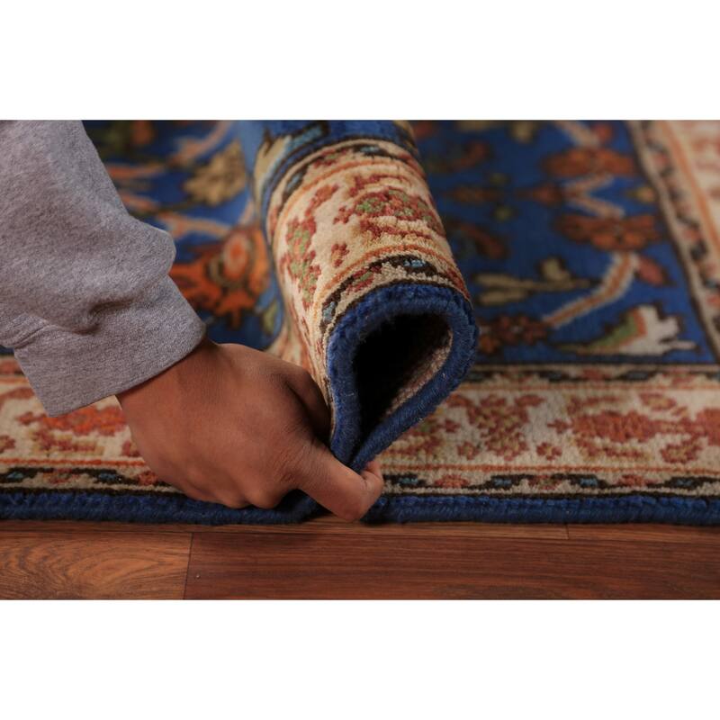 Blue Floral Oushak Indian Foyer Rug Handmade Wool Carpet - 3'0"x 5'0"