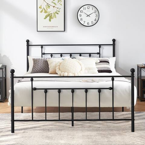 VECELO Platform Bed Frame with Headboard-Twin/Full Queen Size Bed
