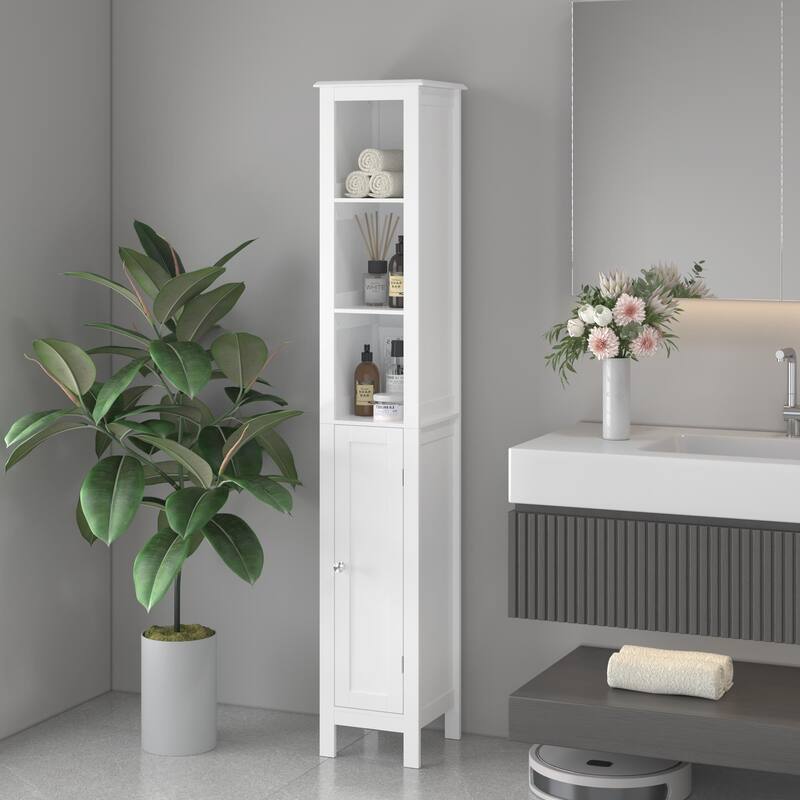 66.92" Tall Bathroom Storage Cabinet With Adjustable Shelves