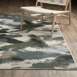Tobias Abstract Paint Blue/ Green Area Rug- - Bed Bath & Beyond - 43132194