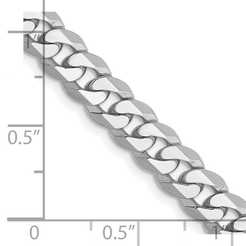 Curata 14k White Gold 6.1mm Flat Curb Chain Bracelet Lobster Claw