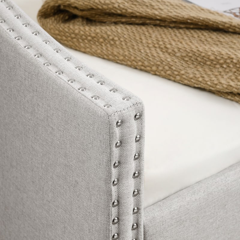 Twin Size Daybed with Twin Size Trundle Upholstered Tufted Sofa Bed