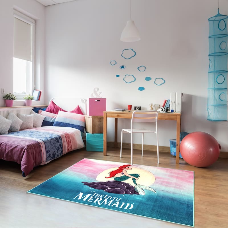 Licensed Disney Little Mermaid Ariel Youth Digital Printed Area Rug - 4'6"x6'6"