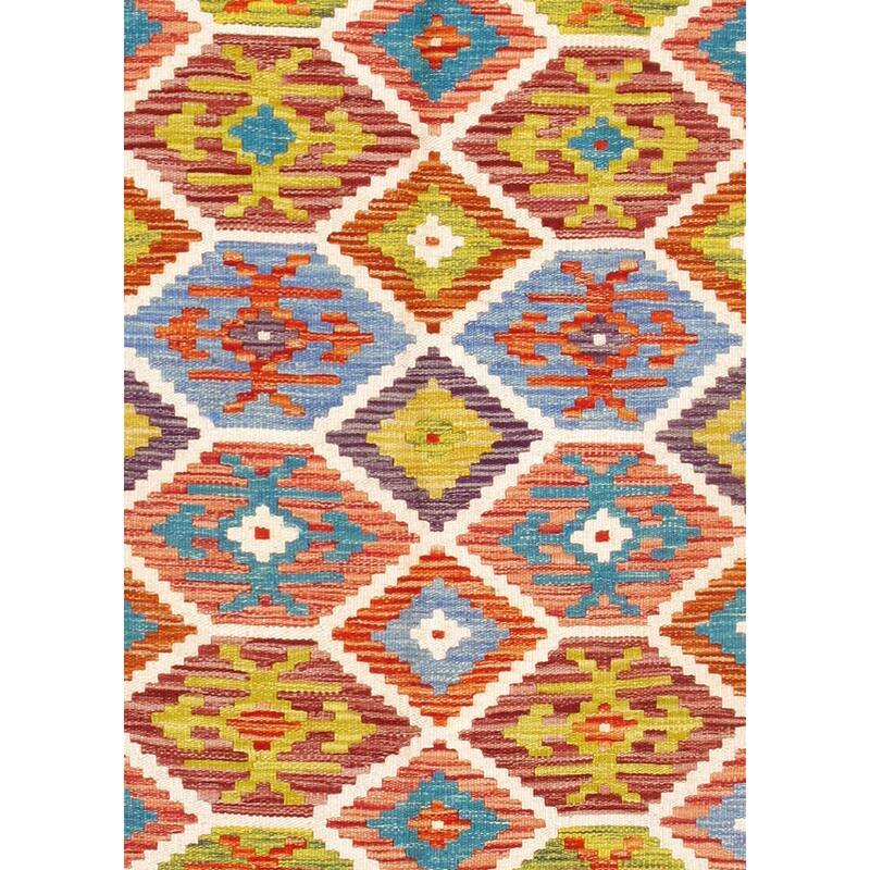 Pasargad Home Kilim Reversible Wool Multicolor Area Rug - 3' 5'' X 6'10''