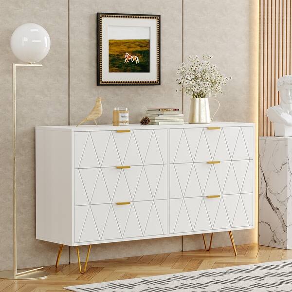 metallic gold dresser 6 Drawer Dresser Wood Dresser with Metal Handles Gold - Bed Bath & Beyond